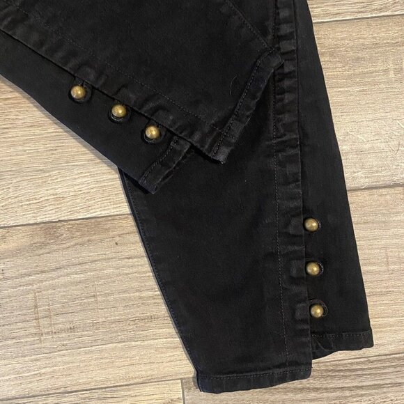 Joie Women's Size 31 Tiesa Button Cuff Step Hem Crop Black Mid Rise Jeans - Picture 4 of 10